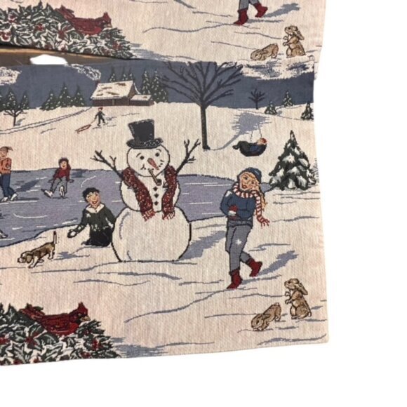 Lot Of 4 Winter Scene Snowman Placemats Cardinal Ice Skating Dogs Sledding EUC - Picture 3 of 6